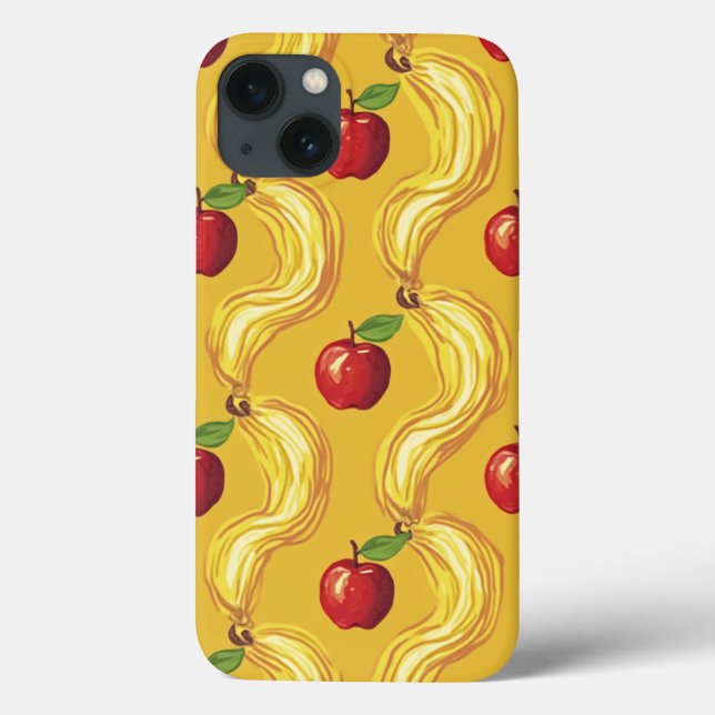 Apfel mit gelbem Muster Design iPhone 13 Hüllen (Rückseite)