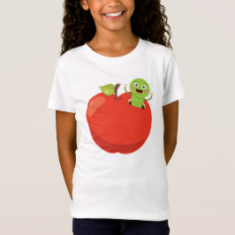 Apfel mit niedlichem Wurm T-Shirt