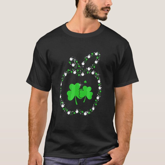 Apfel mit Shamrocks Lehrer Glücklich St. Patrick D T-Shirt (Vorderseite)