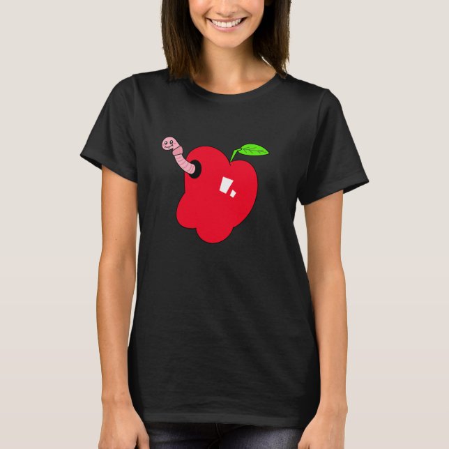 Apfel mit Wurm Frauen Shirt (Vorderseite)