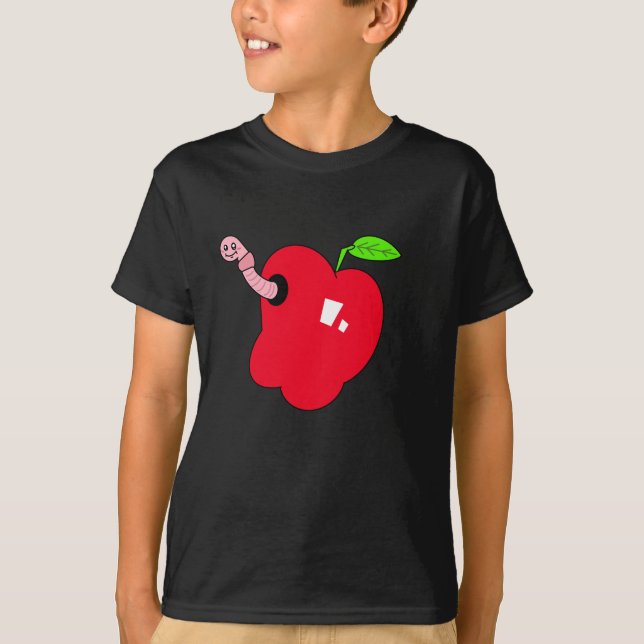 Apfel mit Wurm Kind Shirt (Vorderseite)