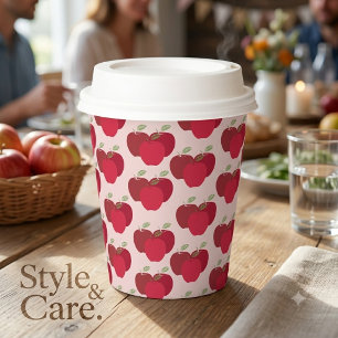 Apfel-Muster-8oz-Papierbecher mit Deckel für Veran Pappbecher
