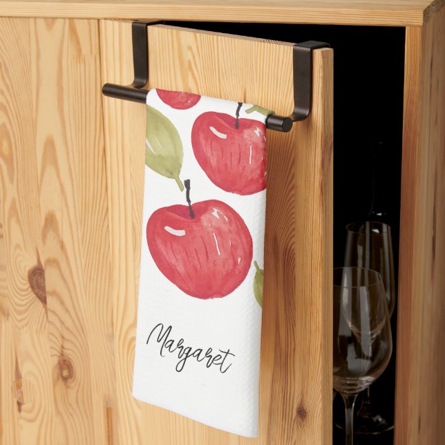 Apfel-Muster-Wasserfarbe Handbemalt Geschirrtuch (Drittel gefaltet)