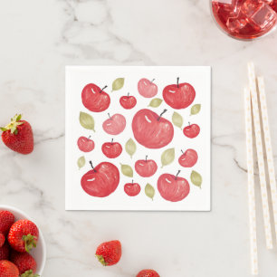 Apfel Muster Wasserfarbe Handgemalt Serviette