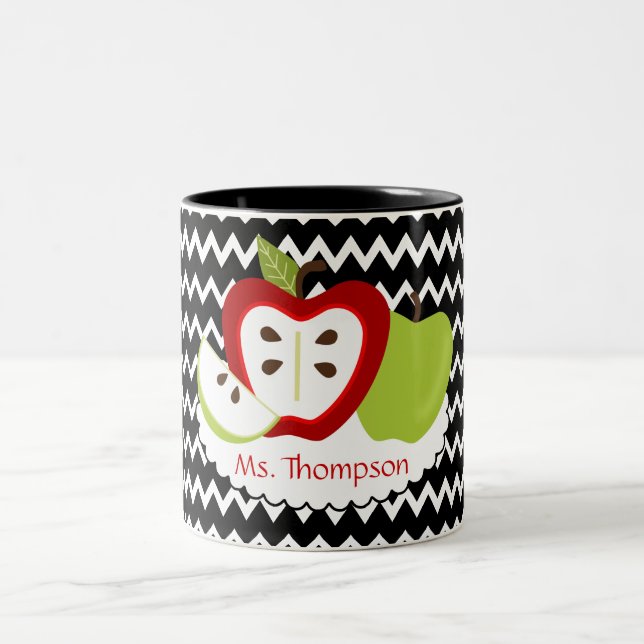 Apfel-personalisierte Lehrer-Tasse Zweifarbige Tasse (Mittel)