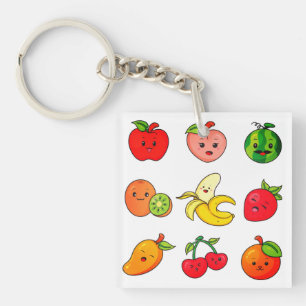 Apfel, Pfirsich, Wassermelone Schlüsselanhänger