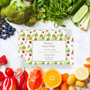 Äpfel, Pfirsiche, Limes Illustration Bauern Visitenkarte