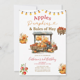 Äpfel Pumpkins und Bales von Hay Birthday Herbst Einladung