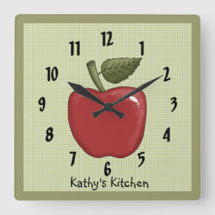 Apfel Quadratische Wanduhr