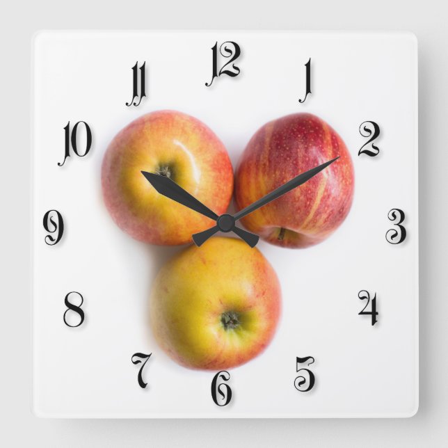 Äpfel Quadratische Wanduhr (Vorderseite)