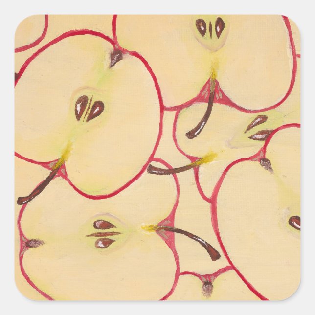 Apfel  quadratischer aufkleber (Vorderseite)
