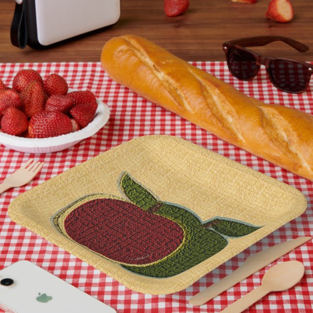 Äpfel Red Green Fruit Textured Design Pappteller (Picknick)