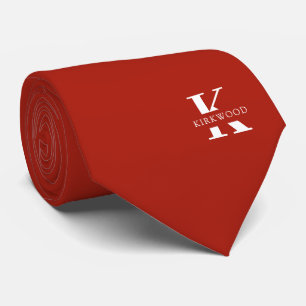 Apfel Rot Elegantes Monogramm + Name   Doppelseiti Krawatte
