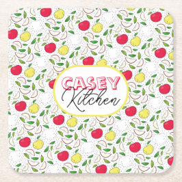 Apfel Rot Gelb Grün Obst Grafik Kunst Modern Rechteckiger Pappuntersetzer