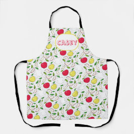 Apfel Rot Gelb Grün Obst Grafik Kunst Modern Schürze