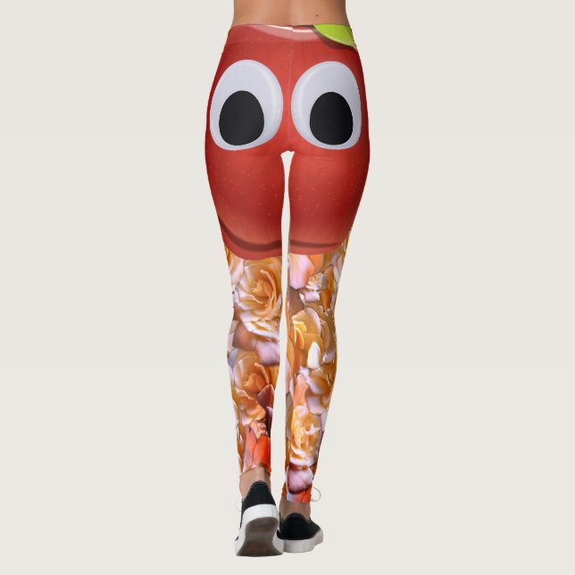 Apfel, rote Frucht mit google Augen - Comic Gesich Leggings (Rückseite)