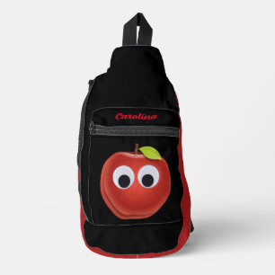 Apfel, rote Früchte mit google Augen - Personalisi Crossbody Bag