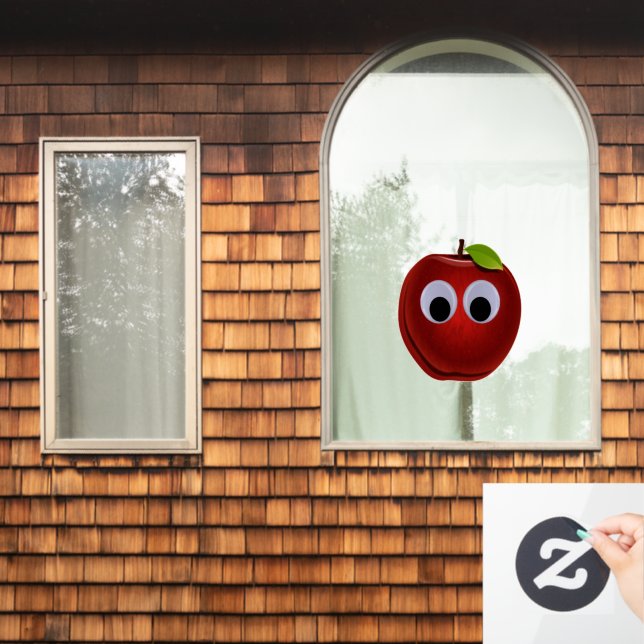 Apfel, rote Früchte mit google Augen - Personalisi Fensteraufkleber (Fenster Zuhause)