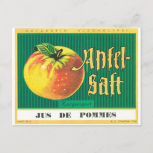 Apfel-Saft Apple Juice Deutschsprachige Vintage Ku Postkarte