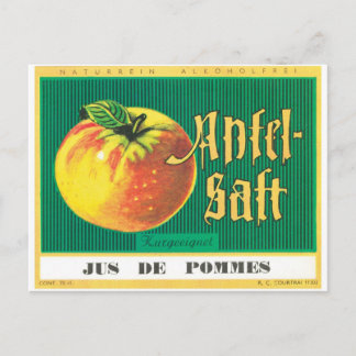 Apfel-Saft Apple Juice Deutschsprachige Vintage Ku Postkarte