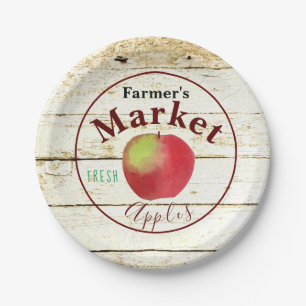 Äpfel-Schild auf dem Bauernmarkt Pappteller