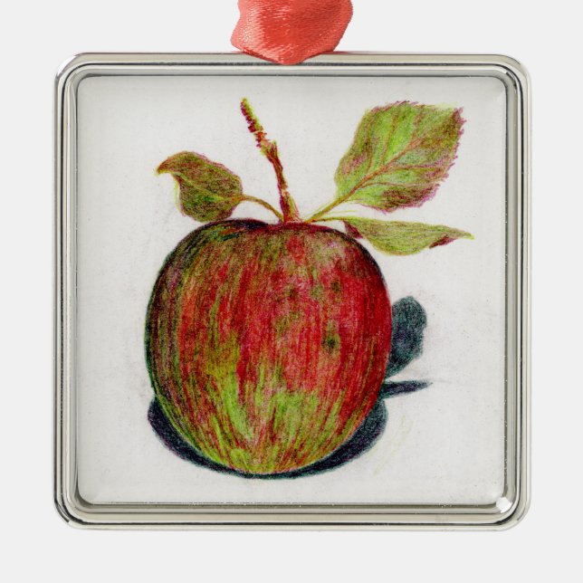 Apfel Silbernes Ornament (Vorne)