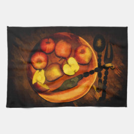 Äpfel Stillleben Geschirrtuch