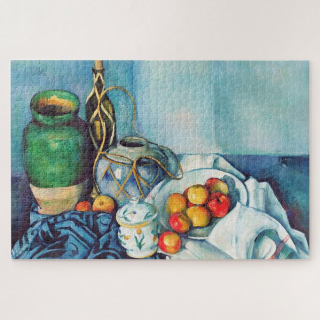 Äpfel, Töpfe und Flaschen von Paul Cézanne Puzzle (Horizontal)
