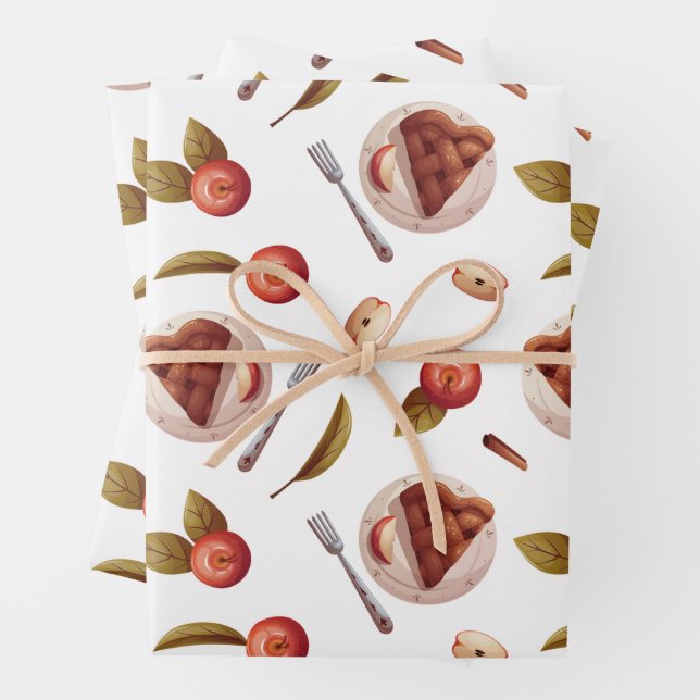 Äpfel und Apfelkuchen Geschenkpapier Set (Beispiel)