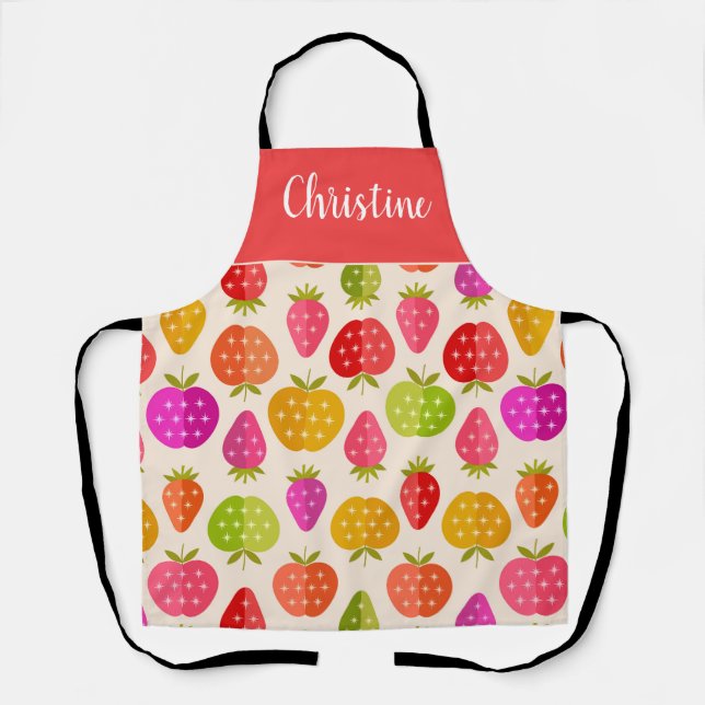 Äpfel und Erdbeeren mit Sternen nach Maß Schürze (Vorderseite)
