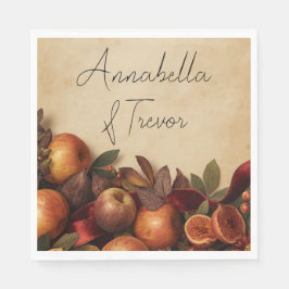 Äpfel und Feigen Rustikaler Herbst Benutzerdefinie Serviette