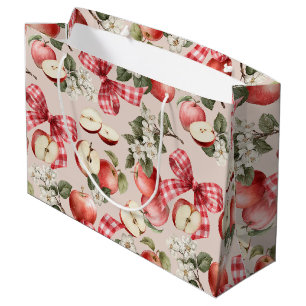 Apfel- und Gingham-Schleifen-Baby-Shower-Geschenkt Große Geschenktüte