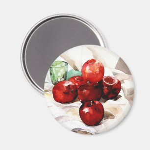 Äpfel und grünes Glas Magnet
