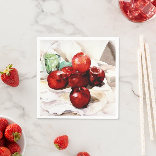 Äpfel und grünes Glas Serviette (Beispiel)