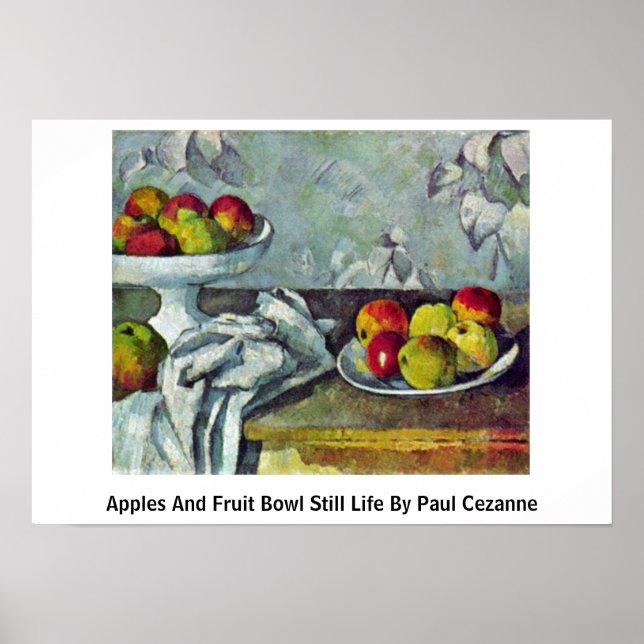Äpfel und Obstschale noch Leben von Paul Cezanne Poster (Vorne)