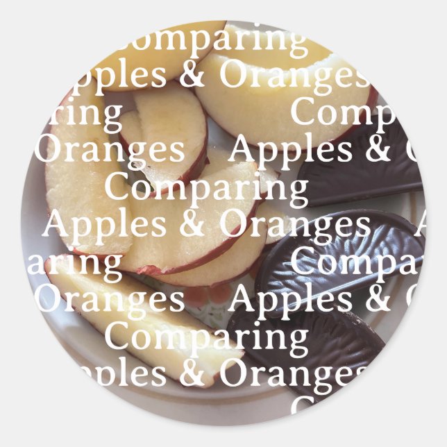 Äpfel und Orangen Aufkleber vergleichen (Vorderseite)