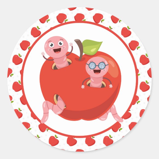 Äpfel und Würmer Klassischer Rundkleber Runder Aufkleber (Vorderseite)
