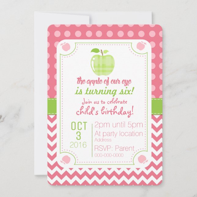 Apfel unserer Augen Einladung zum Geburtstag (Vorderseite)