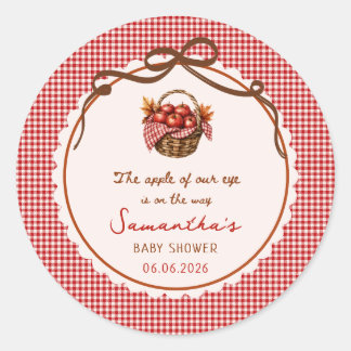 Apfel Unserer Augen Fall Baby Shower rote Gingham Runder Aufkleber