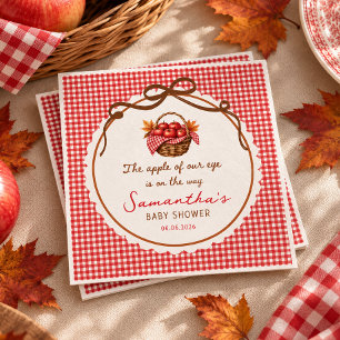 Apfel Unserer Augen Fall Baby Shower rote Gingham Serviette