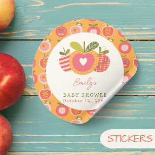 Apfel unserer Augentuch-Babydusche Orange Runder Aufkleber