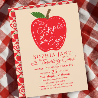 Apfel unserer Niedlichen Augen Kinder 1. Geburtsta Einladung