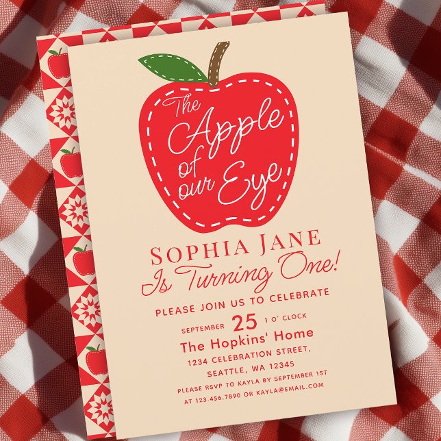 Apfel unserer Niedlichen Augen Kinder 1. Geburtsta Einladung (Von Creator hochgeladen)