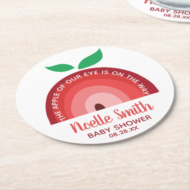 Apfel unseres Auges, Apfelsinenbogen, Babydusche Runder Pappuntersetzer (Angewinkelt)