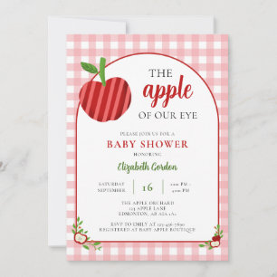 Apfel Unseres Auges Baby Shower Gingham Süß Einladung