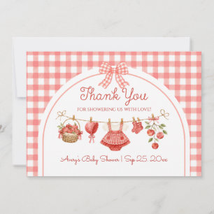 Apfel Unseres Auges Baby Shower Rot Gingham Dankeskarte