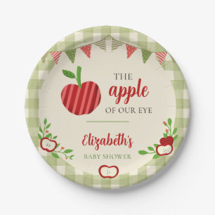 Apfel Unseres Auges Baby Shower Rustikale Gingham Pappteller