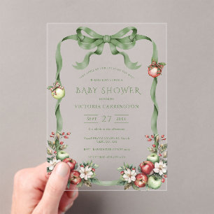 Apfel Unseres Auges Grüne Elegante Babyparty Acryleinladungen