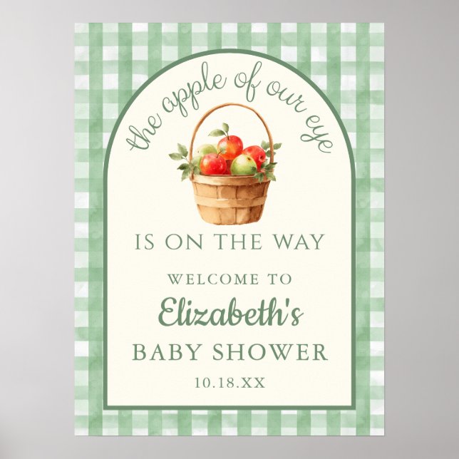 Apfel Unseres Auges Neutrales Babyshower-Willkomme Poster (Vorne)