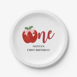 Apfel unseres Auges Pink-Bogen-Geburtstag Pappteller